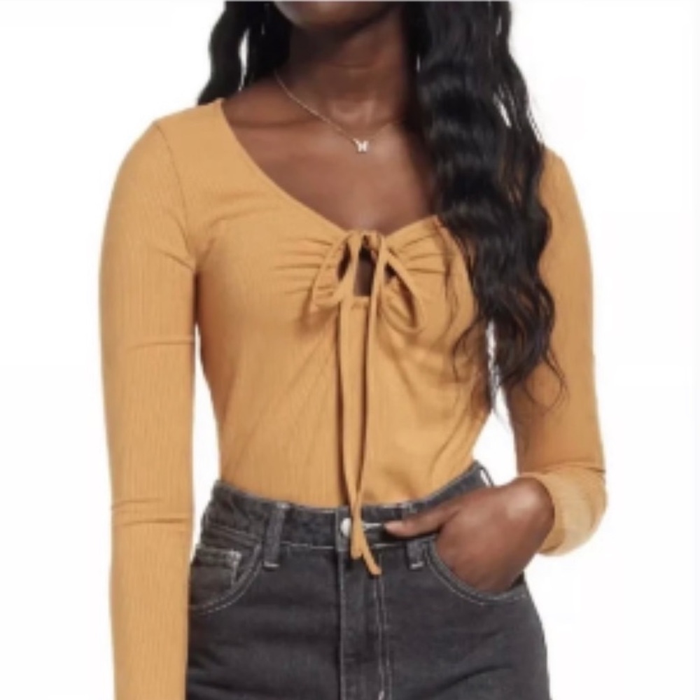 BP Women's Brown Long Sleeve Blouse Large